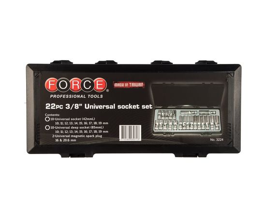 Набор головок торцевых 3/8" на кардане 22 шт. FORCE 3224 – изображение 2