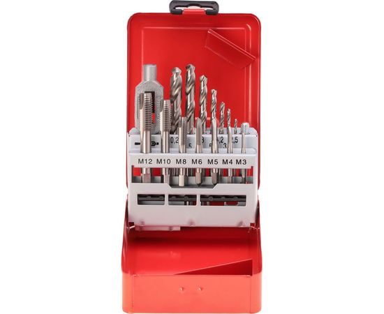 Набор машинно-ручных метчиков HSS M3-M12+вороток+сверла, 15шт RUKO 245004 – изображение 3