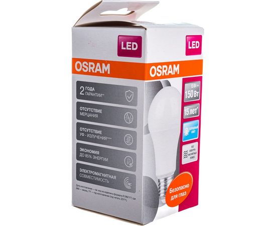 Светодиодная лампа OSRAM LED STAR A Стандарт 13Вт E27 1521 Лм 4000 К Нейтральный белый свет 4058075057043 – изображение 4