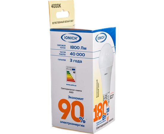 Светодиодная лампа IONICH общего назначения ILED-SMD2835-A60-20-1800-230-4-E27 1128 1560 – изображение 4