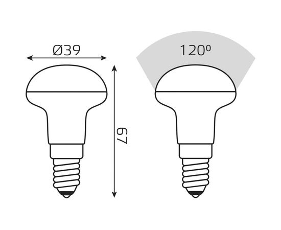 Лампа Gauss Elementary R39 4W 300lm 4100K Е14 LED 1/10/50 63124 – изображение 5