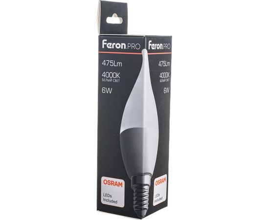 Светодиодная лампа FERON PRO LB-1306 Свеча E14 6W 4000K OSRAM LED 38048 – изображение 6