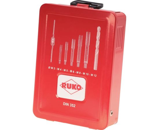 Набор машинно-ручных метчиков HSS M3-M12+вороток+сверла, 15шт RUKO 245004 – изображение 6