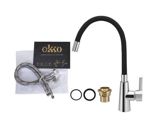Смеситель для кухни Ekko гибкий излив, с гайкой, черный E4205-E59 – изображение 7