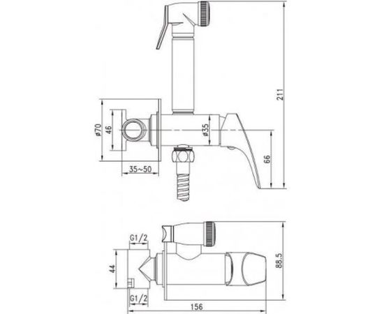 Встраиваемый смеситель Aquanet AF310-52C Atletic с гигиеническим душем, шланг 1,5 м, хром 00225485 – изображение 8