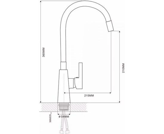 Смеситель для кухни Ekko гибкий излив, с гайкой, черный E4205-E59 – изображение 8