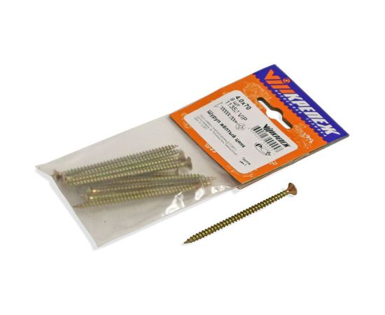 Шуруп VIPкрепеж желтый цинк 4,0х70 9шт 11352 VIP 