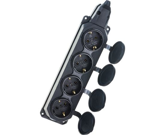 Каучуковая колодка ЭРА K-4e-B-IP44 с/з 4гн 16A IP44 черная Б0044546 