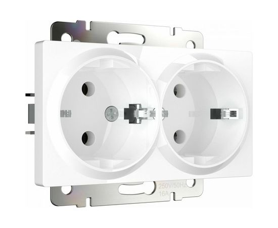 Двойная розетка с заземлением WERKEL W1172001 белая a051129 