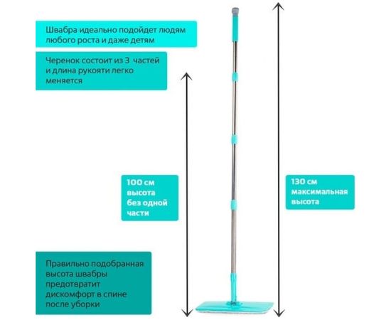 Швабра с отжимом и двухкамерным ведром ЛАЙМА LAIMA COMPACT MOP 3 насадки из микрофибры, 7 литров 607389 – изображение 13