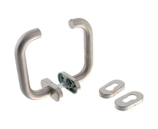 Дверная ручка из нержавеющей стали, в комплекте с креплениями и накладкой на цилиндр HOME SS002NOVAL – изображение 2