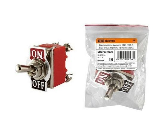 Выключатель-тумблер TDM 1221, вкл - откл, 2 группы контактов SQ0703-0029 – изображение 2