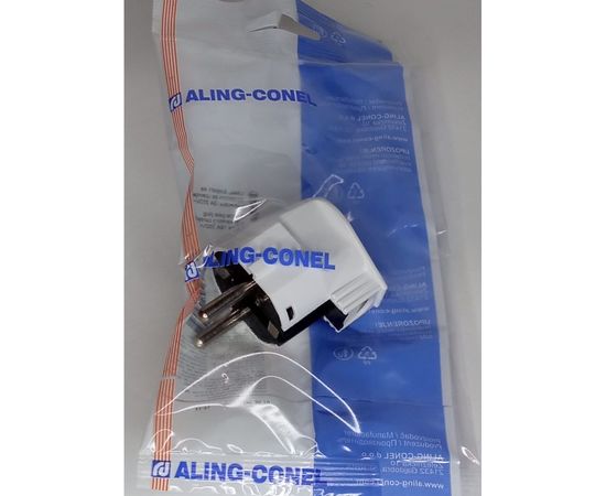 Вилка Aling-conel L-типа с заземляющим контактом 16A 250В, белый 308.0 137010 – изображение 2