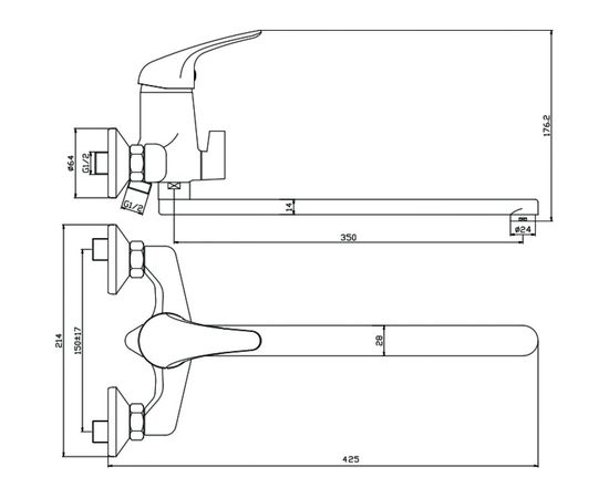 Смеситель для ванны OLIVES LEON 04221LN с длинным изливом – изображение 2