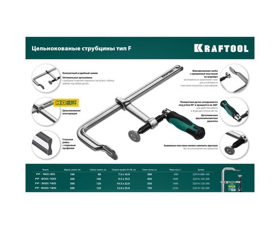 Цельнокованая струбцина KRAFTOOL Forge FF-300/120 32014-120-300 – изображение 5