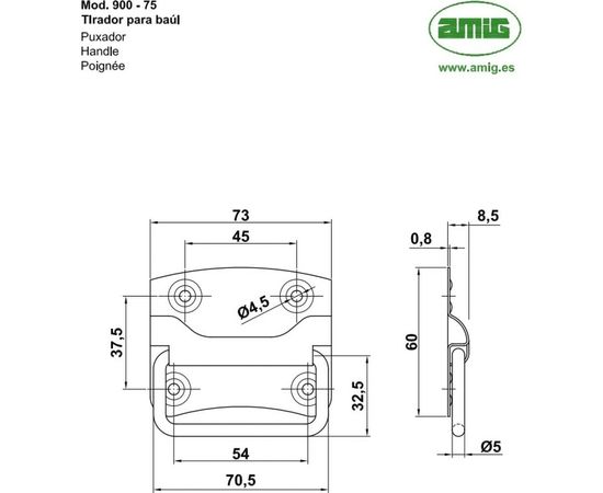 Ручка для баула Amig мод.900-3 черная 10403 – изображение 5
