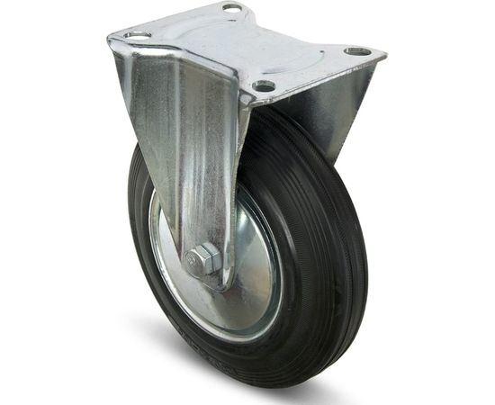Промышленное неповоротное колесо Tech-Krep D100 оцинкованная сталь с резиновой шиной и ролико-подшипником, площадка - накладка 151212 