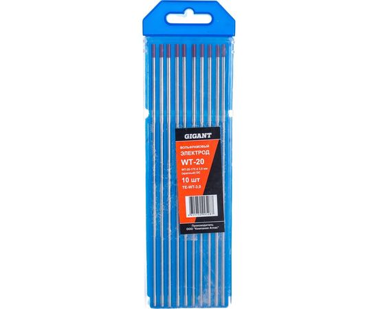 Электроды вольфрамовые WT-20-175 (10 шт; 3.0 мм; красный; DC) Gigant TE-WT-3,0 