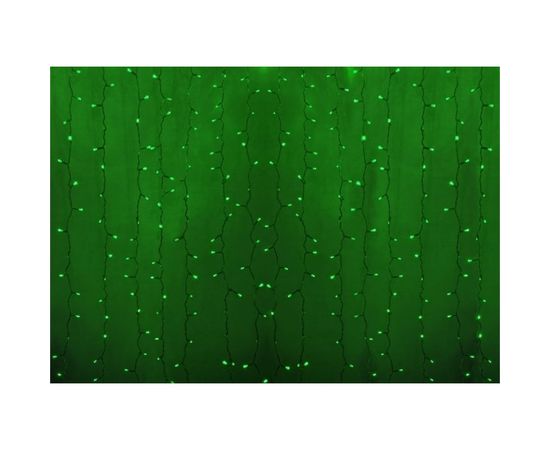 Гирлянда Neon-Night дождь, занавес, 2х1.5м, прозрачный ПВХ, 192 LED зеленые, 12 LED/нить, 16 нитей 235-304-6 