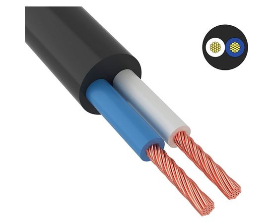 Провод ПВС ККЗ 2х1,0 кв.мм 200 м черный ГОСТ 01-8032-4 