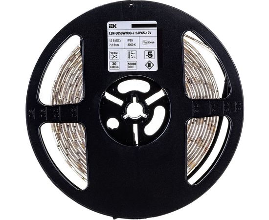Лента IEK LED 5м блистер LSR-5050WW30-7,2-IP65-12V LSR2-1-030-65-1-05 