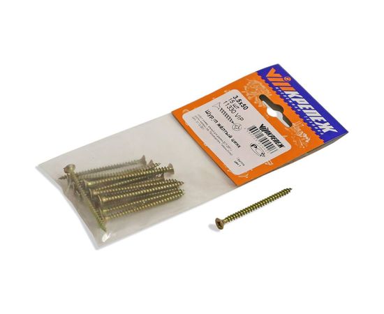 Шуруп VIPкрепеж желтый цинк 3,5х50 15шт 11330 VIP 