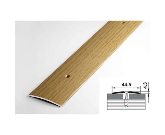Порог прямой алюминиевый декоративный (44,5 мм, 1,8 м, Дуб светлый) ЛУКА 00000001861 – изображение 2