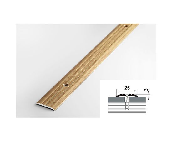 Порог прямой алюминиевый декоративный (25 мм, 1,8 м, Дуб универсальный) ЛУКА 00000001339 – изображение 2