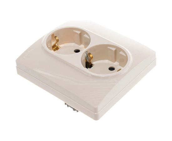 Розетка Legrand 2-м СП Etika защитные шторки, с заземлением, слоновая кость Leg 672333 1066919 – изображение 2