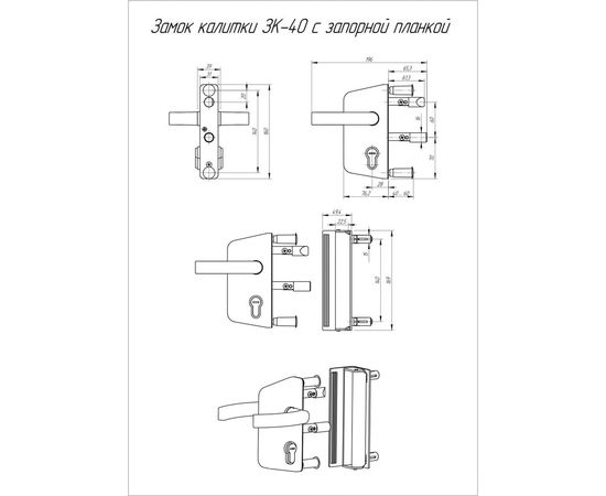 Замок врезной для калиток Симеко ЗК-40 полный комплект А1530 – изображение 3