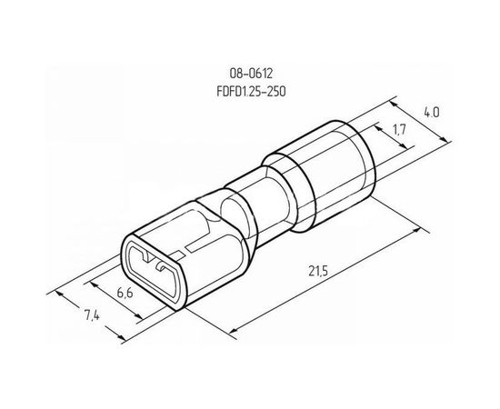Плоская клемма REXANT полностью изолированная гнездо 6.6мм 0.5-1.5кв.мм 08-0612 – изображение 3