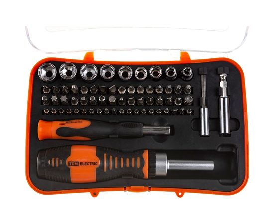 Набор отверток TDM Алмаз реверсивная и тонкая, в комплекте биты и головки, №4, 65 предметов SQ1019-0204 – изображение 3