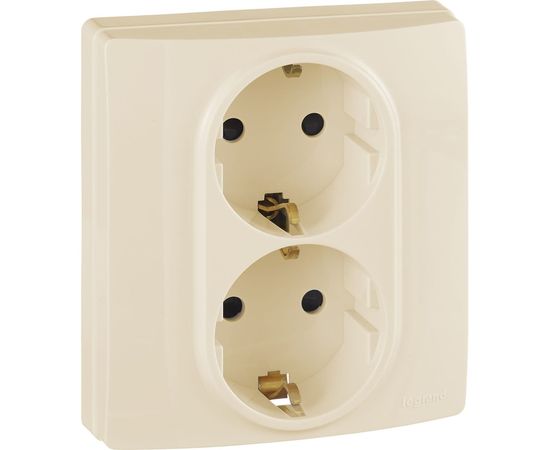 Розетка Legrand 2-м СП Etika защитные шторки, с заземлением, слоновая кость Leg 672333 1066919 – изображение 7