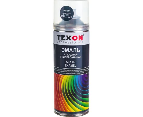 Универсальная алкидная эмаль Texon (серый графит RAL 7024; аэрозоль; 520 мл) ТХ184934 