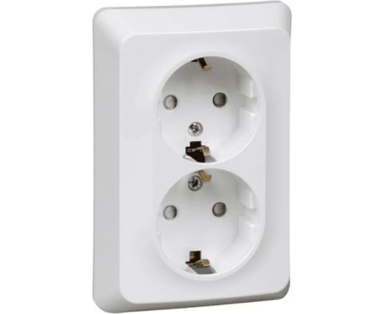 Двойная розетка Schneider Electric ЭТЮД скрытой установки, с заземлением, со штороками, 16А, 250B, белый PC16-108B 