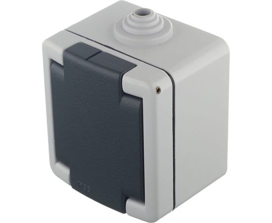 Розетка Aling-conel ARMOR IP55 16A 250В открытой установки с поликарбонатовой вставкой, серый 2711.1A 117006 – изображение 2