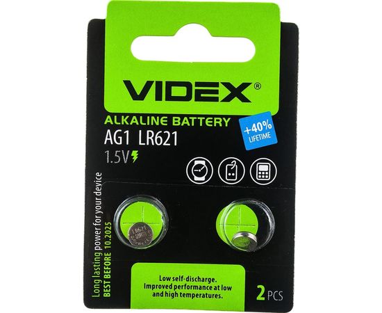 Щелочная/алкалиновая батарейка VIDEX AG1/364/621 2 штуки на блистере VID-AG01-2BC – изображение 3