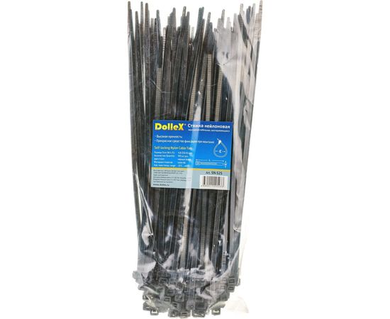 Нейлоновый хомут стяжка DolleX 4,8х250 мм, уп. 100 шт., черный SN-525 – изображение 4