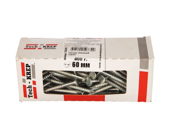 Ершеный оцинкованный гвоздь 60мм, 400г - коробка Tech-Krep 124599 – изображение 4