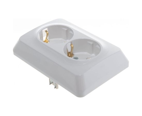 Двойная розетка Schneider Electric ЭТЮД скрытой установки, с заземлением, со штороками, 16А, 250B, белый PC16-108B – изображение 4