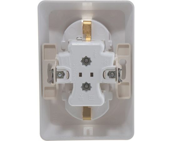 Двойная розетка Schneider Electric ЭТЮД скрытой установки, с заземлением, со штороками, 16А, 250B, белый PC16-108B – изображение 5