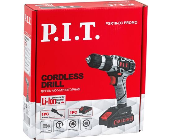 Аккумуляторная дрель-шуруповерт P.I.T. 20В, 1.5Ач PSR18-D3 Promo – изображение 6
