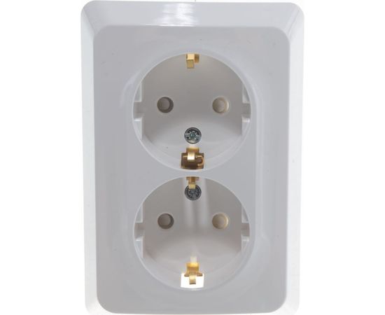 Двойная розетка Schneider Electric ЭТЮД скрытой установки, с заземлением, со штороками, 16А, 250B, белый PC16-108B – изображение 6