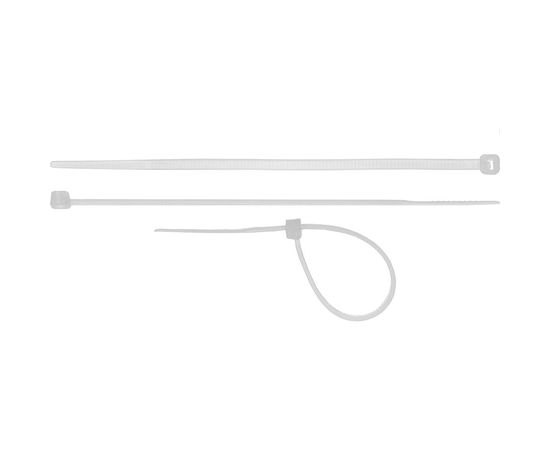Хомуты-стяжки СИБИН белые ХС-Б, 2.5 х 160 мм, 100 шт, нейлоновые, 3786-25-160 