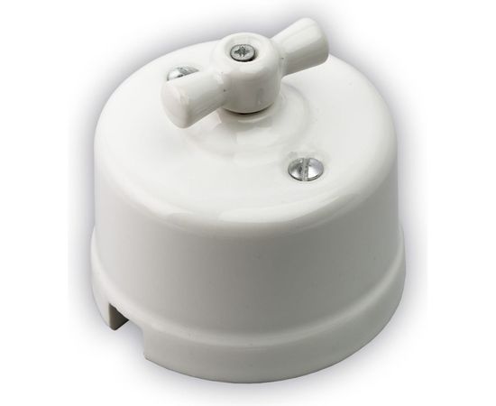 Проходной одноклавишный выключатель Retrika, ретро белый R-SW-11 