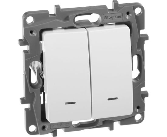 2-клавишный переключатель c подсветкой Legrand ETIKA белый 672216 