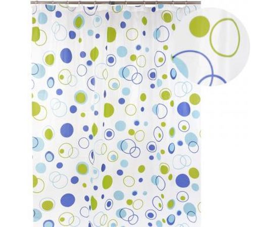 Штора для ванной Аквалиния Зеленые круги 1.8х1.8 м 09.002Е-44 