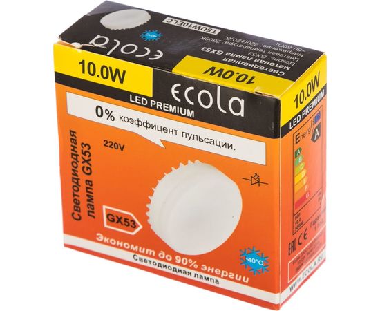 Светодиодная лампа Ecola GX53 LED Premium 10,0W Tablet 220V 2800K матовое стекло /композит/ 27x75 T5UW10ELC – изображение 2