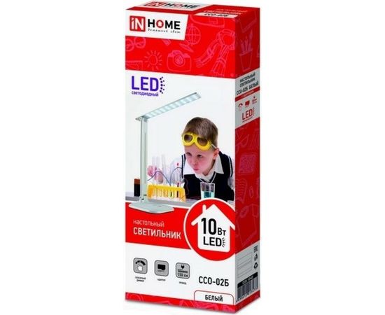Настольный светодиодный светильник IN HOME ССО-02Б 10Вт сенсор-диммер адаптер БЕЛЫЙ 4690612013473 – изображение 4
