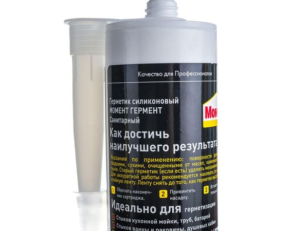 Силиконовый санитарный герметик Момент ГЕРМЕНТ белый 280 мл Б0022958 – изображение 4